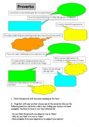English worksheet: Proverb bubbles