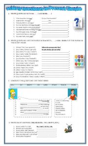 English Worksheet: asking questions in Prsent Simple