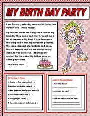 English Worksheet: MY BIRTHDAY PARTY