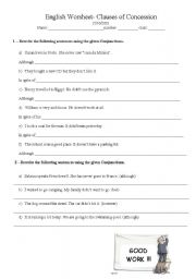 English Worksheet: Conjunctions