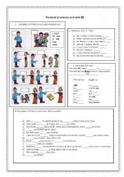 English Worksheet: Personal pronouns and verb BE