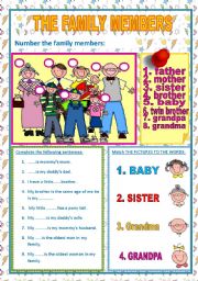 English Worksheet: THE FAMILY MEMBERS