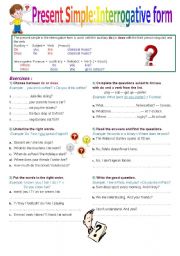 English Worksheet: Present Simple: Interrogative form, Lesson + Exercises for elementary and lower intermediate students
