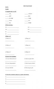 English worksheet: mid year exam