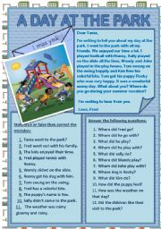 English Worksheet: A DAY AT THE PARK