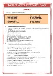 English Worksheet: Pairs of words joined with AND