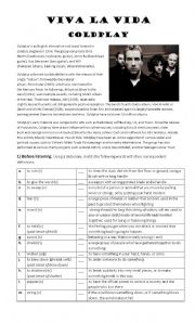 English Worksheet: Viva la Vida - Coldplay