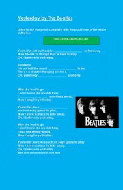 English Worksheet: yesterday by the beatles