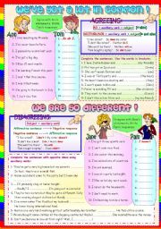 English Worksheet: WEVE GOT A LOT IN COMMON / WE ARE SO DIFFERENT (SO DO I / NEITHER DO I / I DO / I DONT)