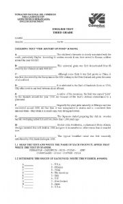 English worksheet: Grammar and Reading Worksheet