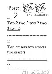English worksheet: Numbers and school objects