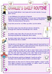 English Worksheet: Charlies daily routine