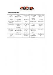 English Worksheet: BiNgO (Icebreaker. Present Simple)