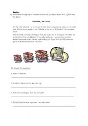 English worksheet: Books or a CD room?