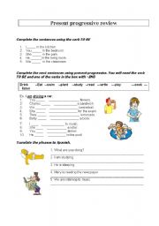 English Worksheet: present progressive review