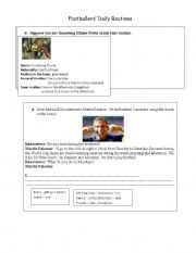English Worksheet: Footballers Daily Routines