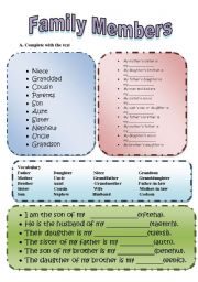 English Worksheet: family members