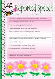 English Worksheet: Reported speech worksheet