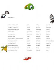 English worksheet: Superlative Animal Quiz