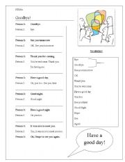 English Worksheet: Common Goodbyes