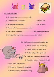 English Worksheet: Joining sentences using And or But