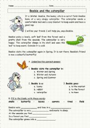 English Worksheet: Beebie and the caterpillar