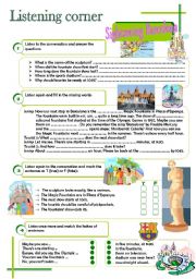 English Worksheet: Listening corner - Sightseeing Barcelona (4 exercises**answer key**tapescripts) 