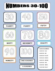 English worksheet: NUMBERS 30-40