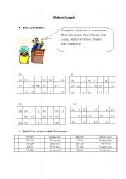 English Worksheet: Maths in English