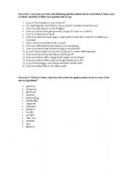 English worksheet: character