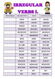 English Worksheet: IRREGULAR VERBS I (A-B)