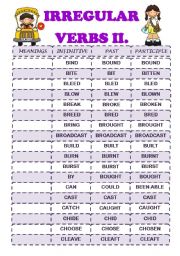 English Worksheet: IRREGULAR VERBS II (B-C)