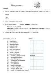 English worksheet: Have you ever