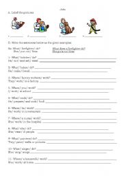 English Worksheet: Describing a job (simple present) and simple past activities