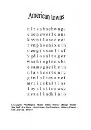 English Worksheet: American towns (word search)