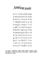 English worksheet: American towns (word search)