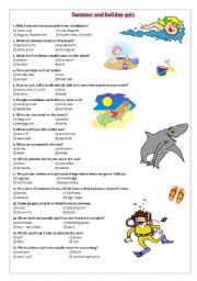 English Worksheet: Summer and holiday quiz - key included