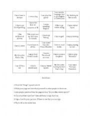 English Worksheet: Introduction Bingo