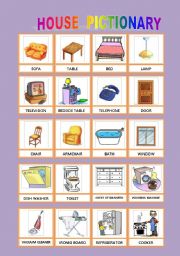 English Worksheet: HOUSE PICTIONARY