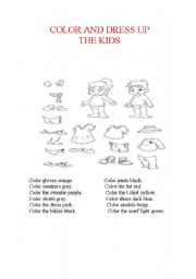 English Worksheet: Color and dress 