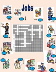English Worksheet: JOBS crosswordpuzzle