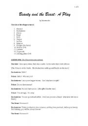 English Worksheet: Beauty and the Beast - a play