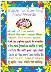 English Worksheet: Steps for speeling new words / poster