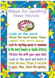 Steps for speeling new words / poster