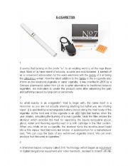 English Worksheet: Electronic Cigarettes Comprehension Passage with Questions