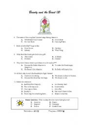 English worksheet: Beauty and the Beast worksheet - part 2 of 2