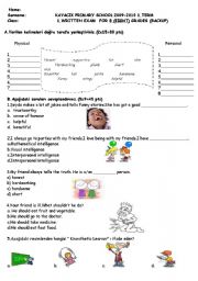 English Worksheet: 8th Grades Exam