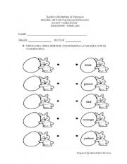 English Worksheet: match and coloring the easter eggs