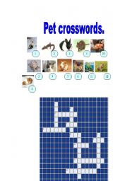 English worksheet: Pet crosswords, key included.