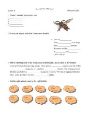 English worksheet: animals